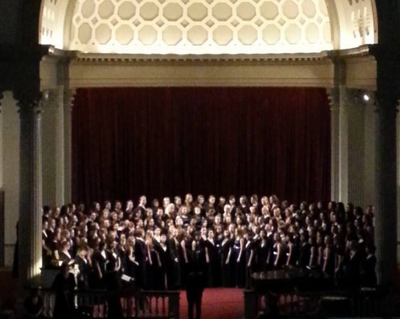Womens chorus performed at the University of Maryland College Park Memorial Chapel last night, along with the womens choirs from Marriotts Ridge High School and UMD. Photo courtesy Vera Ashworth. 