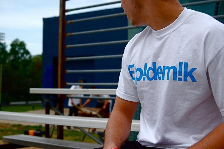 The shirts have the company name, Ep!dem!k, printed on them. The student owners hope to expand their merchandise line to include hoodies, socks and other items. Photo courtesy Ep!dem!k.