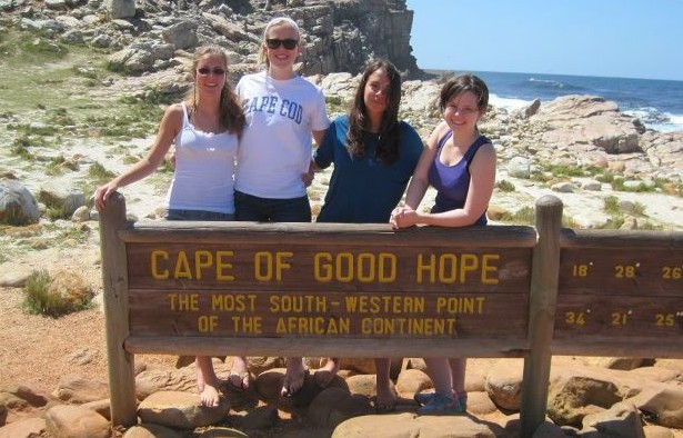 Ali Foreman (far right) visits the Cape of Good Hope with her host sister, Sarah, and fellow Whitman exchange student Kate OBrien (second left) and her host sister. 