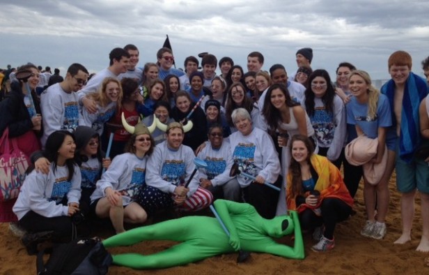 Students and staff participate in the Cool Schools Challenge of the Polar Bear Plunge Jan. 27. The Whitman team raised $10,000 for the Special Olympics. Photo courtesy Kathy McHale.