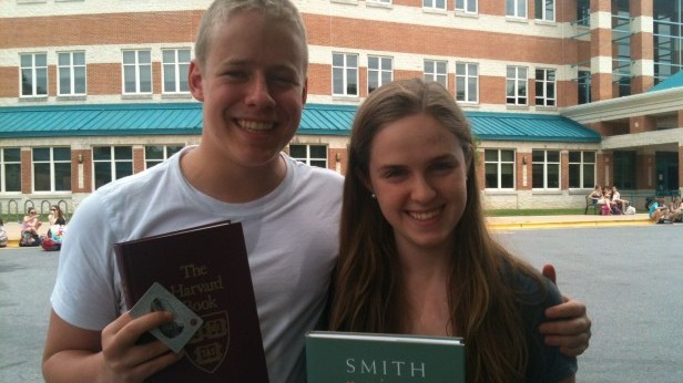 Juniors Ben BOuvier and Rachel Arnesen recieved books from Harvarda nd Smith, respectively. The books are meant to honor those with outstanding achievement, both academic and otherwise. Photo by Carolyn Freeman.