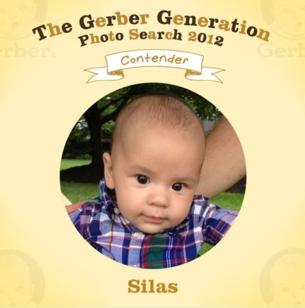 Social studies teacher Sheryl Freedman and counselor William Kapner entered their son Silas in the Gerber Generation Photo Search. Silas is a contender in the supported sitter category. Screenshot by Katie Guarino.