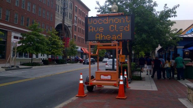 Woodmont Ave. will be closed for. Photo by Ben Zimmerman.