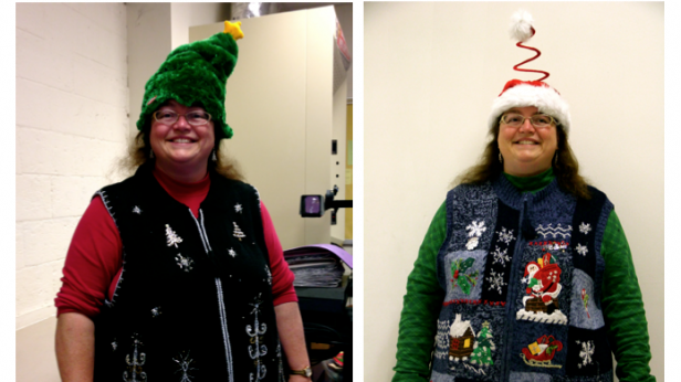 Science teacher Sherri Gingrich wears a different Christmas sweater every day of the holiday season. Photos by Paula Ospina.