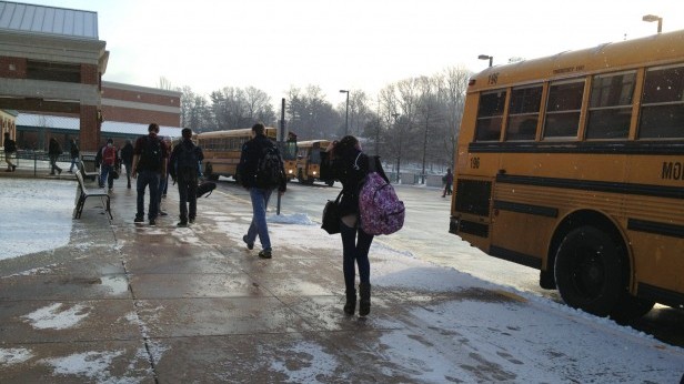Students slept in this morning after MCPS announced a two hour delay due to the winters first legitimate snowfall. 