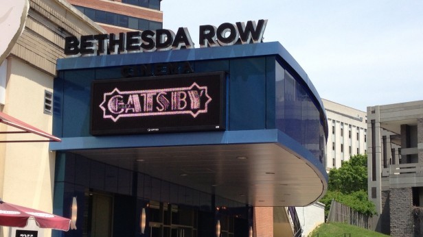 The Bethesda Row Cinemas new storefront. The Great Gatsby premiers tonight at the theater. Photo by Julia Medine.