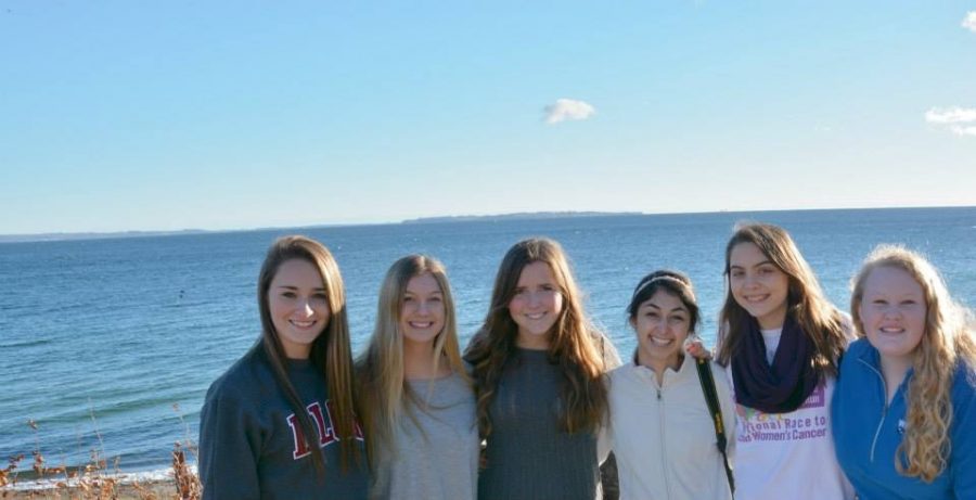 Sophomores Cassie Nighswander, Kaeyln Petrides and Ellie Gill, senior Isabel Gomez and junior Alison Cantwell pose for a photo in Copenhagen. 