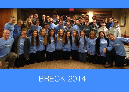 Rec club students pose during their ski trip to Breckenridge, Colorado. 45 students and 6 chaperones spent 5 days skiing and exploring the town. Photo courtesy Kirk Shipley. 