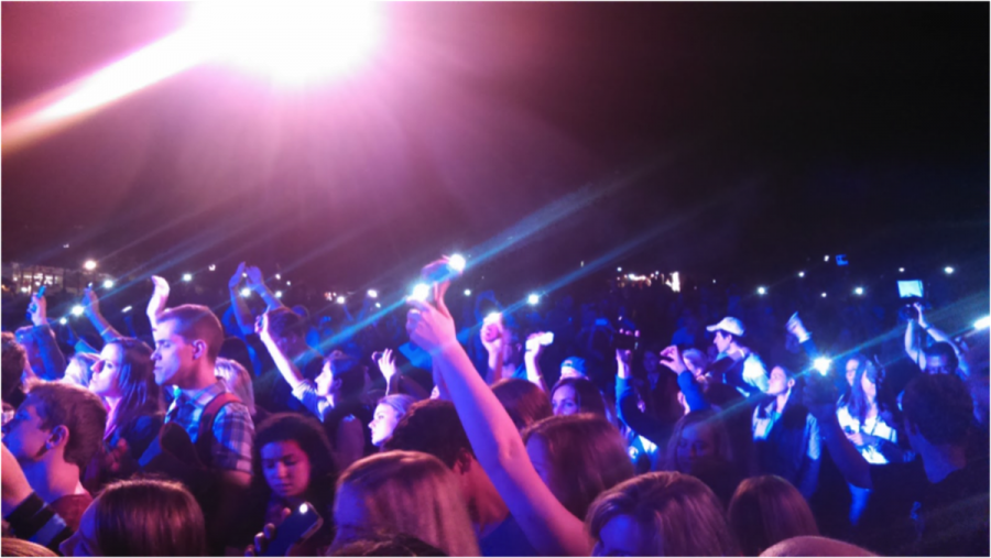 The audience started a wave of lit phones when The Fray sang Never Say Never.  Photo by Hayley Segall.