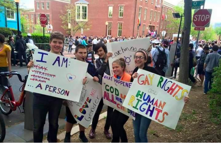 Students counter-protest the Westboro Baptist Church at Georgetown