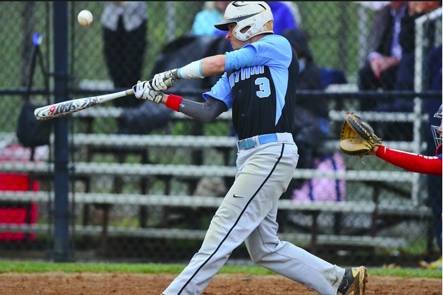 Outfielder Andrew Cashmere drives in one of the five runs scored by the Vikings in the sixth inning, contributing to a 5-2 win Wednesday.
Photo courtesy Whitman Baseball
