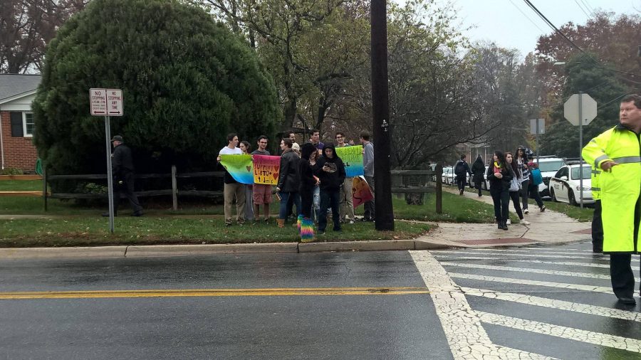 Churchill students protest outside school grounds. Photo courtesy Azariah Kurlantzick