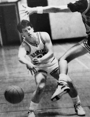 Art teacherMike Seymour plays basketball in high school. This photo of Seymour was one of a series of Throwback Thursday posts as part of the Staff Laff initiative. Photo courtesy of Kathy McHale.  
