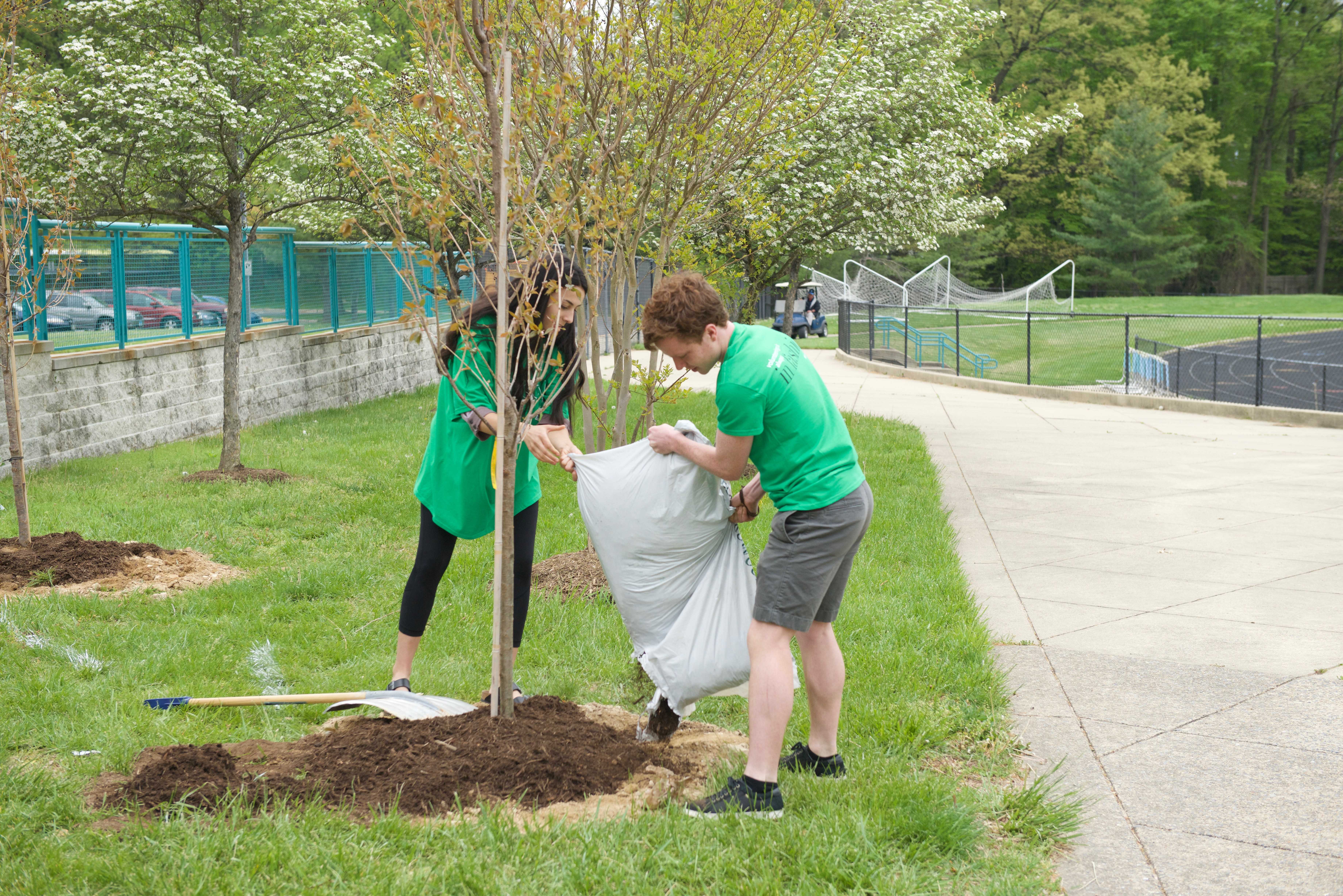 Students Plant Trees For Earth Day The Black And White