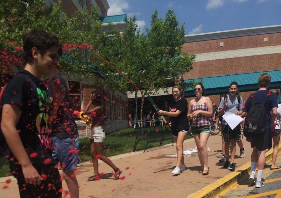 Seniors leave school with a prank and a splash