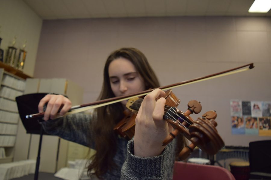 Senior Manya Aronin has been playing violin since she was three years old. Photo by Rachel Hazan.
