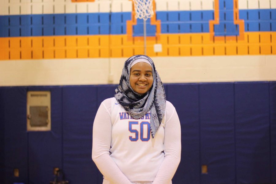 Je’Nan Hayes, a junior at Watkins Mill, finished her first season of organized basketball on the sidelines after referees told her coaches that due to national sports rules, she wasn’t allowed to play in her hijab. Photo courtesy Je’Nan Hayes.