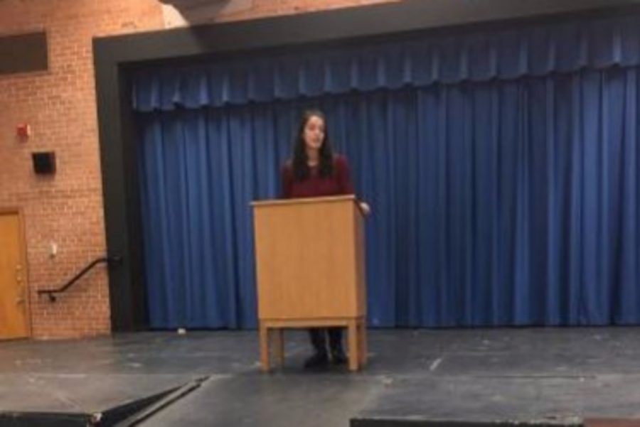 An AP Lang student gives a campaign speech. Teachers expanded the AP Lang election project to include AP NSL Government students this year. Photo courtesy Aarushi Malhotra.