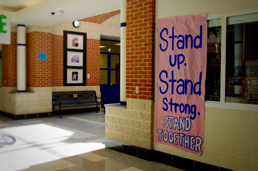 An encouraging poster hangs in Whitmans front hallway. Photo by Olivia Matthews.