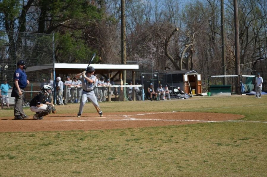 Sam Mermelstein, one of the handful of underclassmen on the squad, takes to the plate. The Vikes defeated the Wildcats Saturday 10-7.