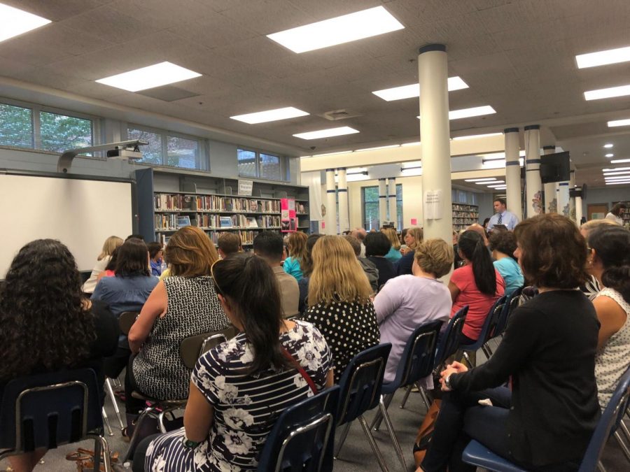 The county Board of Education held a community meeting to discuss curriculums, class sizes and mental health. These meetings are held every three years in the Whitman cluster. Photo by Meera Dahiya.