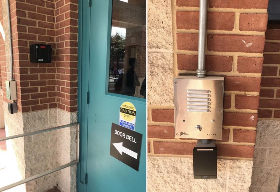 The main entrance doorbell broke Sept. 26. The door is used by many students and all visitors. Security is unsure when the issue will be fixed. Photos by Lukas Troost.