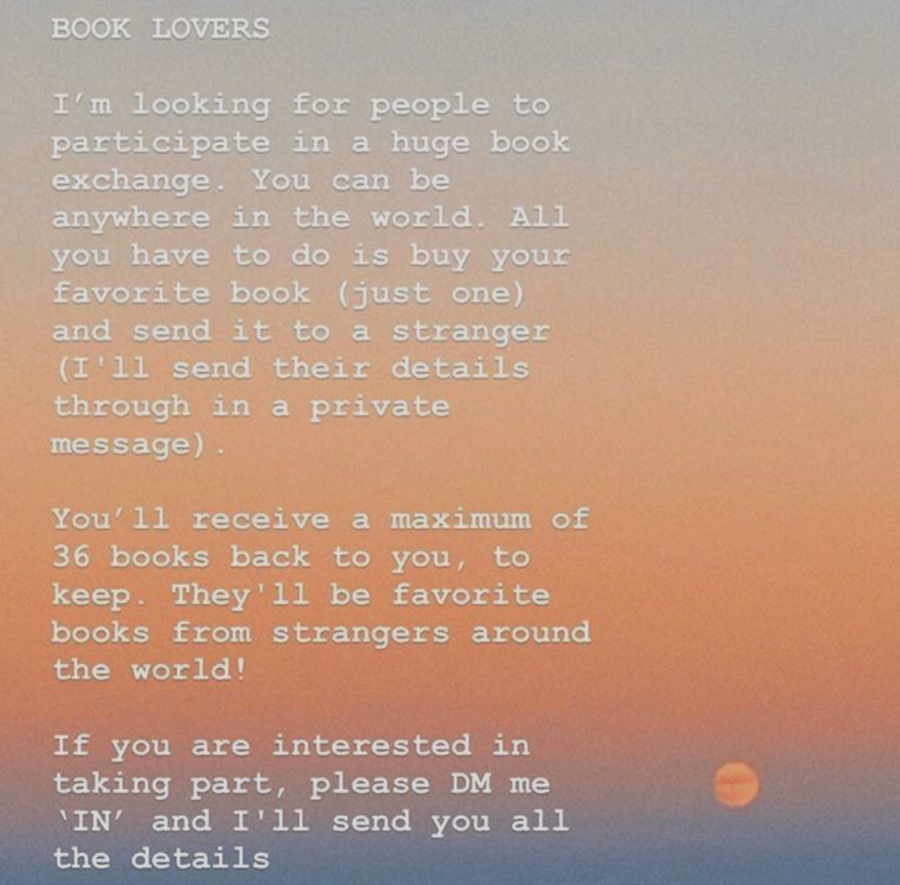 An+advertisement+for+the+international+book+exchange+made+by+participant+Lara+Nobleman+to+post+on+her+Instagram+story+and+spread+the+word+about+the+swap.+