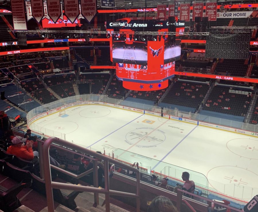 D.C. sports enthusiasts were able to step foot in Capital One Arena again after the stadium opened to fans on April 21. Each spectator sits with their own small group, isolated from others. 