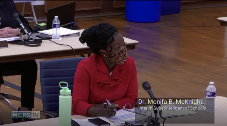 Interim Superintendent Monifa McKnight provides details on mask-wearing and other health protocols during a presentation to the county Board of Education July 27. Board members overwhelmingly supported the school district’s decision to require face coverings inside school buildings. 