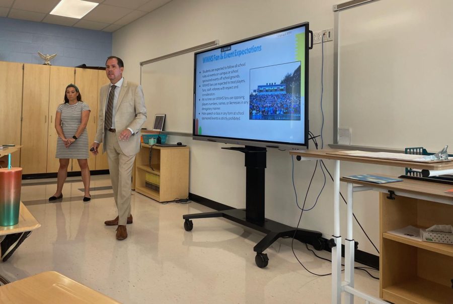 The town hall-style presentations covered the shift to a one-lunch bell schedule, the return to pre-COVID attendance policies, new cell phone use guidelines and ID requirements for seniors leaving campus during lunch. 