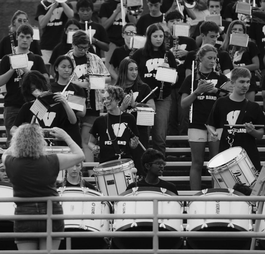 Whitman’s Pep Band performs during the first home football game.