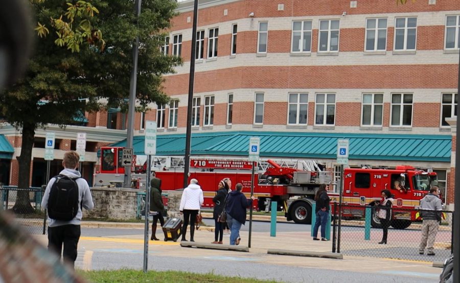 First responders initially raised a fire truck ladder to the building’s roof, but departed the school without ascending it.