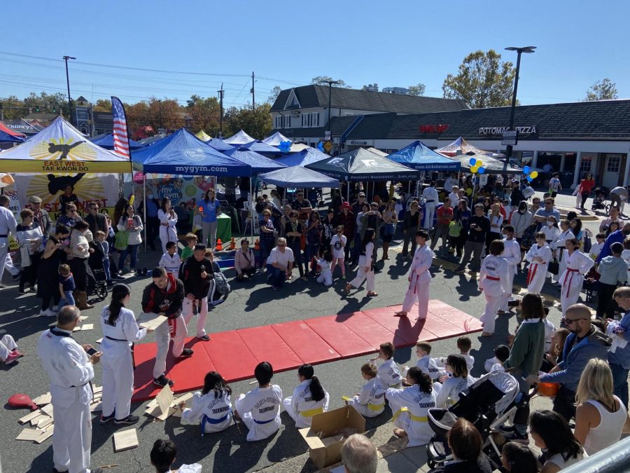 Businesses like East West Tae Kwon Do performed live demonstrations, while others like DogiZone, a dog boarding and daycare facility, asked community members to guess the number of dog treats in a plastic container to win a special deal.