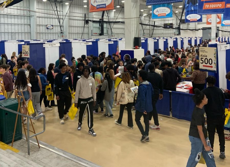 Students browse a variety of schools at the annual NACAC College Fair.