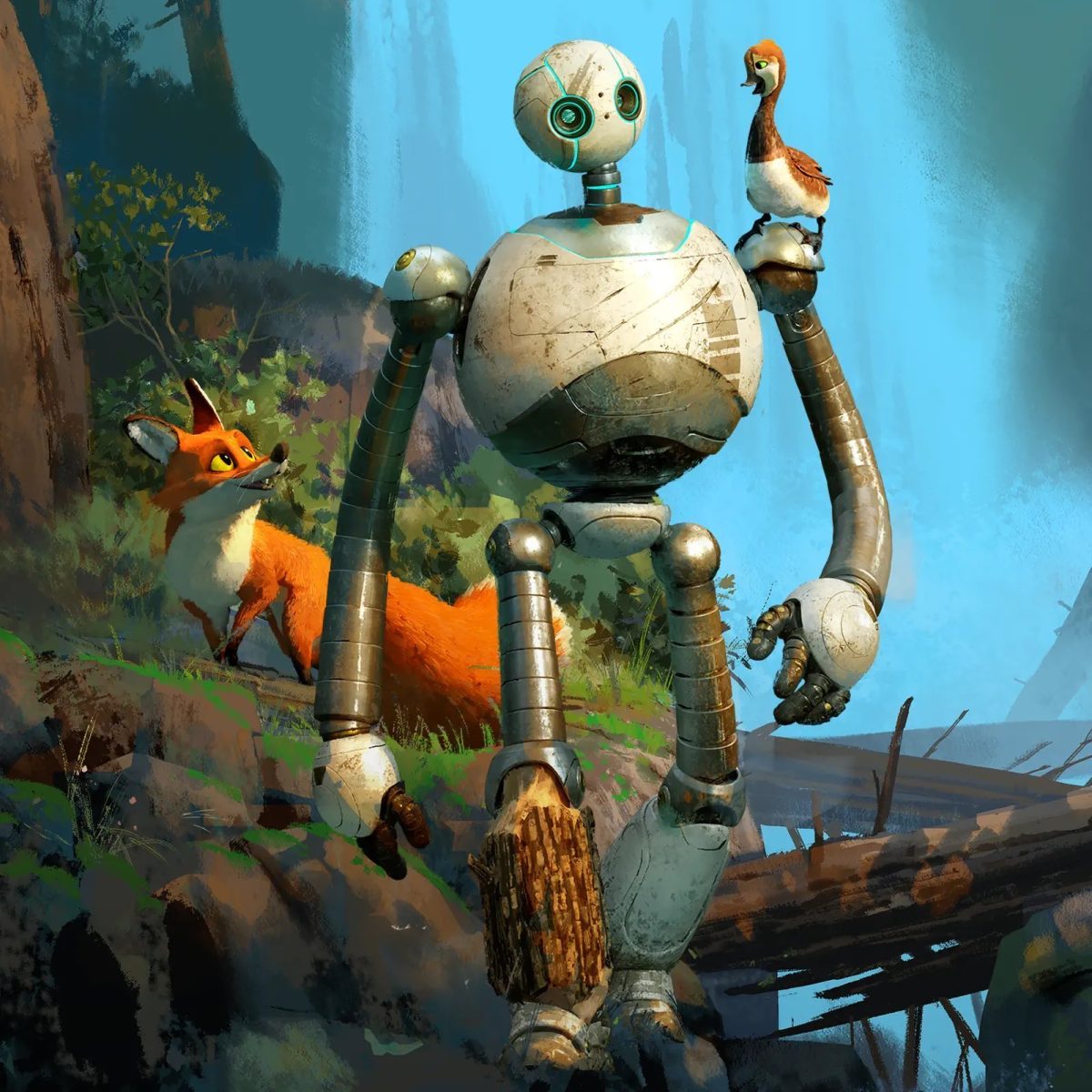 “The Wild Robot” opens with the robot ROZZOM Unit 7314, voiced by Academy Award winner Lupita Nyong’o. “Roz” washes ashore on and unnamed island, powering on and instantly looking to assist the nearby wildlife. 